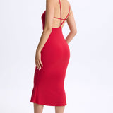 Moodsakas Plunge Avatud Seljaga Midaxi Kleid Cherry Red