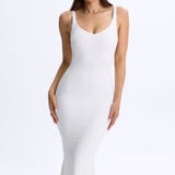 Modal Plunge Open-Back Midaxi Kleid valges