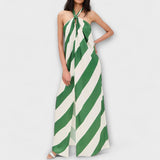 Marlowe - Triibuline Muster Halter Seljatu Maxi Kleit