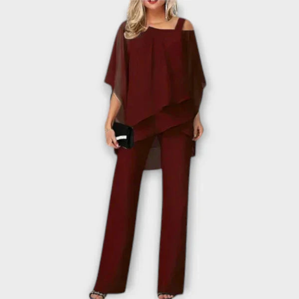 Celeste | Elegantne Šifoon Jumpsuit Komplekt