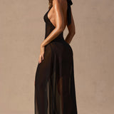 Halterneck Maxi Kleid Mustas