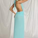 Halterneck Maxi Kleit Aqua Sinises