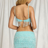 Fringed Bralette Aqua Sinises