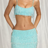 Fringed Bralette Aqua Sinises