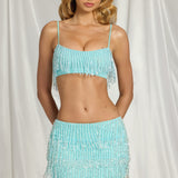Fringed Bralette Aqua Sinises