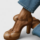 Seraphine | Nahast Platvorm T-Bar Ortopeedilised Kontsad