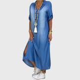 Lea - Pikk Denim Vaatel Dress, külgsuuga