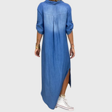 Lea - Pikk Denim Vaatel Dress, külgsuuga