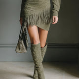 Seraphina Fringe™| Luksuslik Suede Wrap Mini Kleid