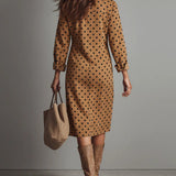 Maribelle™ | Vintage Polka Dot Suede Midi Kleid