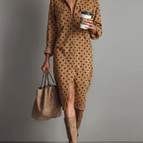 Maribelle™ | Vintage Polka Dot Suede Midi Kleid