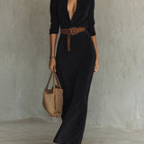 Solaire Suede™ | Elegantne Vintage Maxi Särk Kleid