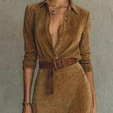 Solaire Suede™ | Elegantne Vintage Maxi Särk Kleid