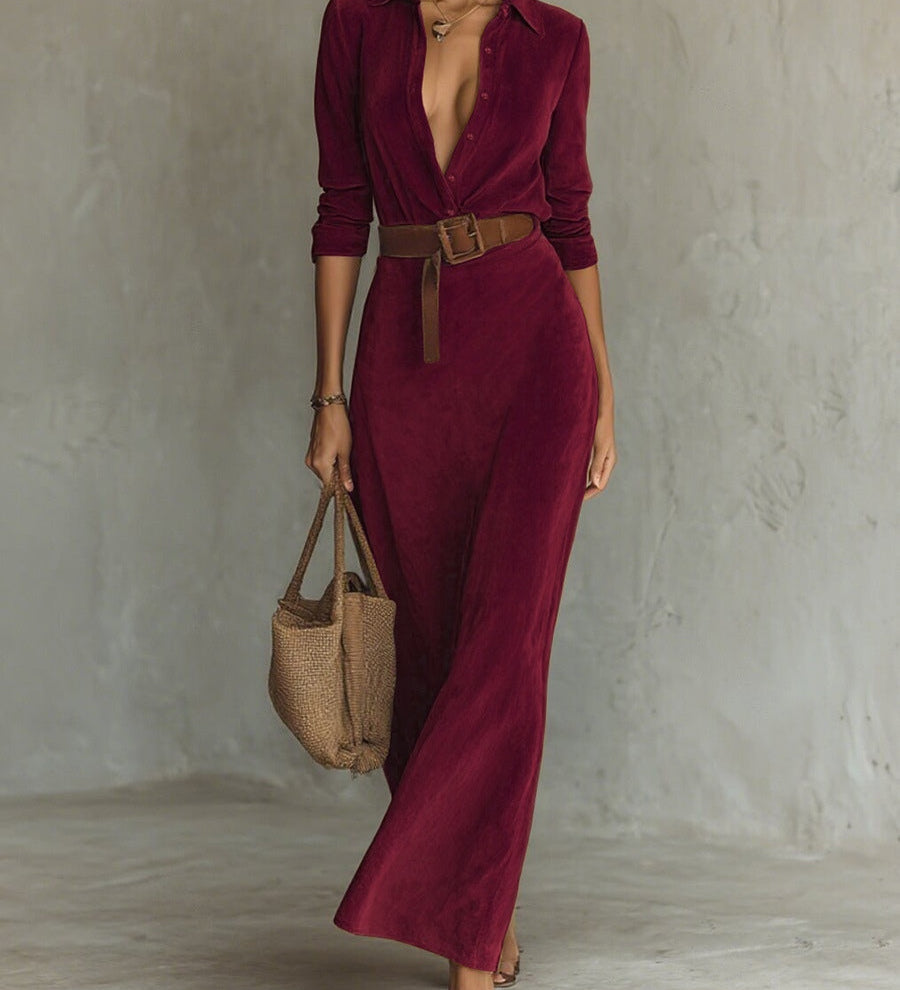 Solaire Suede™ | Elegantne Vintage Maxi Särk Kleid