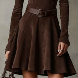 Aubrielle Suede Flare Mini Kleit