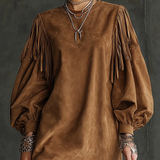 Aurelia Fringe™ | Vintage Suede Mini Kleid