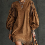 Aurelia Fringe™ | Vintage Suede Mini Kleid