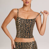 Leopardimustriga Modal Scoop-Neck Tank Top