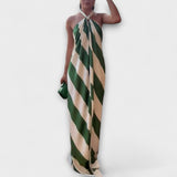 Marlowe - Triibuline Muster Halter Seljatu Maxi Kleit