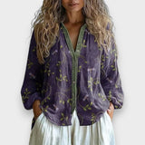 Lia | Vintage Blouse lehe mustriga