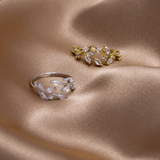 18K Kuld Kristall Viinering