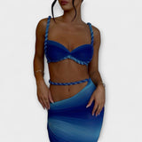 Jane - Stiilne gradientpitsi crop top ja ülekleit