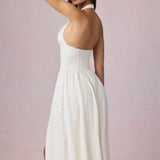 Moodsakas Broderie Anglaise Halterneck Midaxi Kleid valges