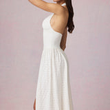 Moodsakas Broderie Anglaise Halterneck Midaxi Kleid valges