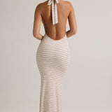 Roosa Kollase Riba Modal Halterneck Maxi Kleid