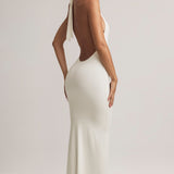 Modal Halterneck Maxi Kleid valges