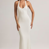 Modal Halterneck Maxi Kleid valges