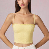 Modal Broderie Anglaise Camisole Top sidruni kollases