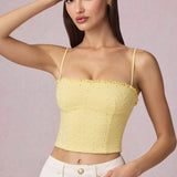 Modal Broderie Anglaise Camisole Top sidruni kollases