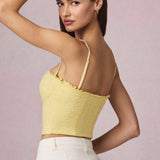 Modal Broderie Anglaise Camisole Top sidruni kollases