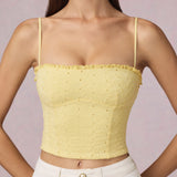 Modal Broderie Anglaise Camisole Top sidruni kollases