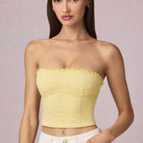 Modal Broderie Anglaise Camisole Top sidruni kollases