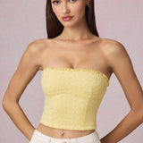Modal Broderie Anglaise Camisole Top sidruni kollases