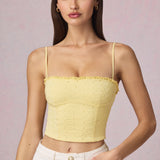 Modal Broderie Anglaise Camisole Top sidruni kollases