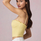 Modal Broderie Anglaise Camisole Top sidruni kollases