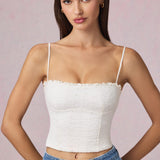 Modal Broderie Anglaise Camisole Top Valges
