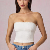 Modal Broderie Anglaise Camisole Top Valges