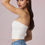 Modal Broderie Anglaise Camisole Top Valges