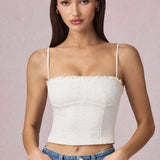 Modal Broderie Anglaise Camisole Top Valges
