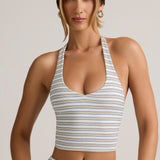 Modal Halterneck Tank Top sinise-kollase triibuga