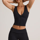 Must Modal Ribbed Nööpidega Vest