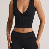 Must Modal Ribbed Nööpidega Vest