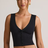Must Modal Ribbed Nööpidega Vest