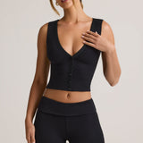 Must Modal Ribbed Nööpidega Vest