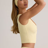 Modal Ribbed Button-Up Vest Top in Buttercream Yellow