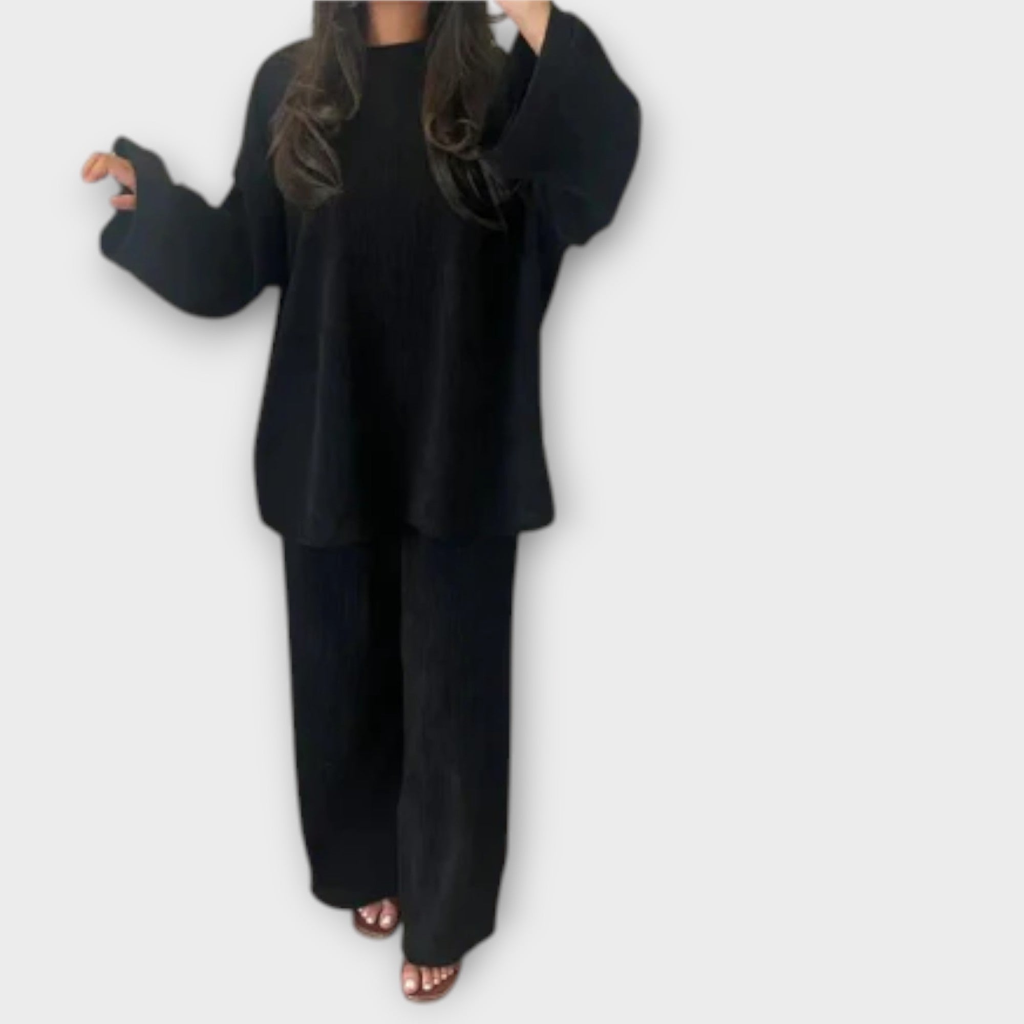 Ingrid - Plus Size Acanalatud Komplekt